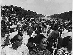 Civil Rights March on Washington, D.C. [Crowd of marchs at the Lincoln Memorial.], 08/28/1963