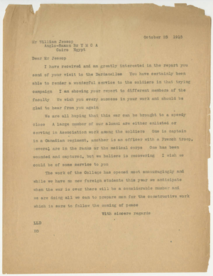 Letter from Laurence L. Doggett to William Jessop (October 25, 1915)