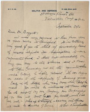 Letter from Charles A. Palmer to Laurence L. Doggett (September 20, 1916)