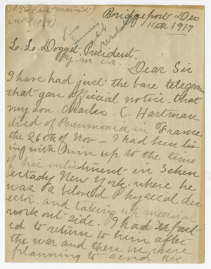 Letter from Cora C. Hartman to Laurence L. Doggett (December 11, 1917)