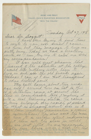 Letter from Earl F. Zinn to Laurence L. Doggett (October 27, 1918)