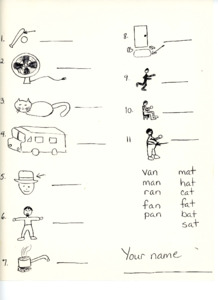 Worksheet to help students understand objects with similar sounding words, [1984]