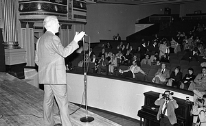 Mayor Kevin H. White on stage at the Strand Theatre