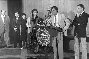 Boston City Councilor Robert Travaglini speaking at podium