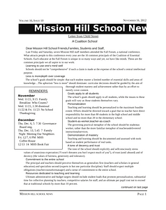 Mission Hill School newsletter, November 16, 2012
