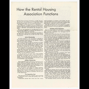 Statement of Rental Housing Association purpose and function