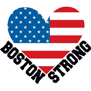 Digital art: Boston Strong written under American flag heart
