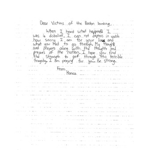 Letter from a student at Christian Brothers Academy (Syracuse, New York)