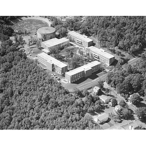 Brandeis University campus building and water tank, Waltham, MA