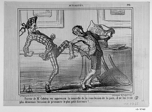 Fureur de Mr. Cobden en apprenant la nouvelle de la conclusion de la paix,..... il ne lui reste plus désormais l'occasion de prononcer le plus petit discours!...