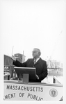 Central Artery/Third Harbor Tunnel groundbreaking ceremony, John Joseph Moakley speaking at podium