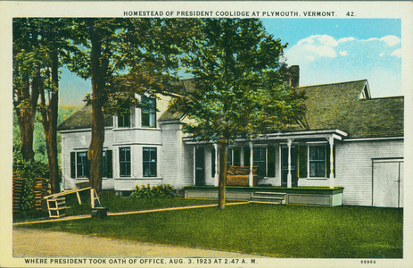Postcard, homestead of President Coolidge at Plymouth, Vermont