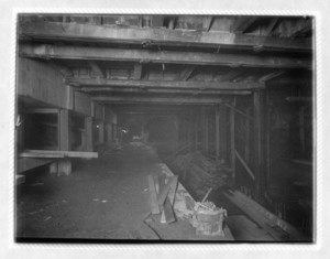 Washington Station east bound platform showing piles of beams