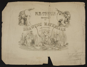 Advertisement for N.D. Cotton, drawing materials and stationery, 272 Washington Street, Boston, Mass., undated