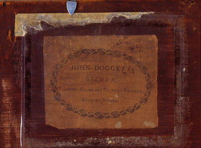 Label, John Doggett, gilder, looking-glass and picture framer, Roxbury Street, Roxbury, Mass.