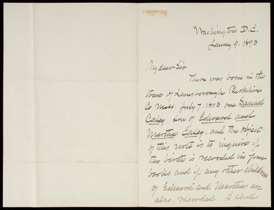 Thomas Lincoln Casey to Herbert Sturgis, undated; Herbert Sturgis to Thomas Lincoln Casey, January 11, 1893