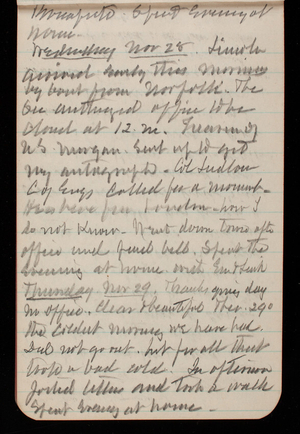 Thomas Lincoln Casey Notebook, November 1894-March 1895, 018, Bonaparte. Spent evening at