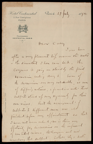 [Cyrus] B. Comstock To Thomas Lincoln Casey, July 27, 1892 - Digital ...