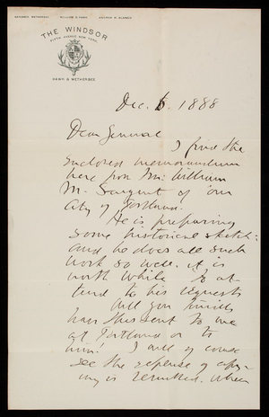 William L. Putnam to Thomas Lincoln Casey, December 6, 1888