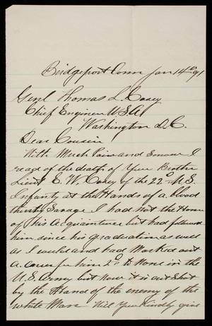 Albert P. Casey to Thomas Lincoln Casey, January 14, 1891