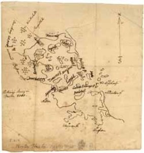 Manuscript map of Boston and Boston Harbor, 1776