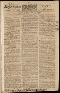 The Massachusetts Gazette, and the Boston Post-Boy and Advertiser, 29 July 1771