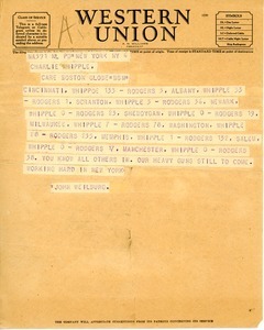 Telegram from John Weilburg to Charles L. Whipple