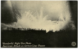 Wonderful night war photo: American attack on German line, France