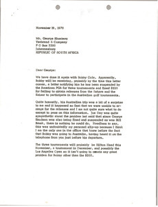 Letter from Mark H. McCormack to George Blumberg