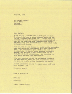 Letter from Mark H. McCormack to Rafael Tudela