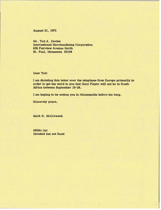 Letter from Mark H. McCormack to Ted Davies