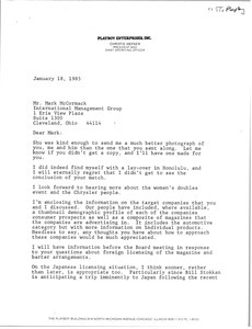 Letter from Christie Hefner to Mark H. McCormack