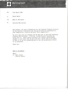 Memorandum from Mark H. McCormack to Peter Smith