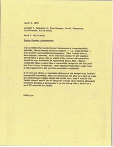 Memorandum from Mark H. McCormack to Alastair J. Johnston, H. Kent Stanner, Jan D. Steinmann, Jay Michaels, and Barry Frank