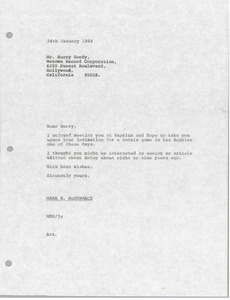 Letter from Mark H. McCormack to Berry Gordy