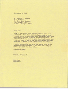 Letter from Mark H. McCormack to Donald R. Keough