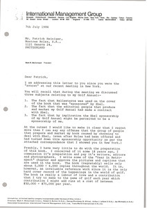 Letter from Mark H. McCormack to Patrick Heiniger