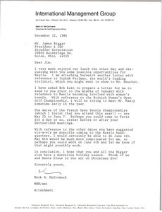 Letter from Mark H. McCormack to James Biggar