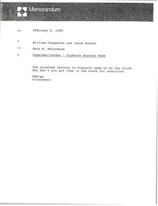 Memorandum from Mark H. McCormack to William Carpenter and Jayne Kundtz