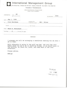 Fax from Mark H. McCormack to Ranier Marte