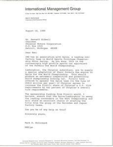 Letter from Mark H. McCormack to Bennett Bidwell