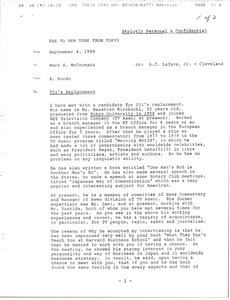 Fax from K. Kondo to Mark H. McCormack