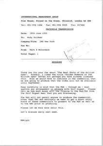 Fax from Mark H. McCormack to Andy Goldman