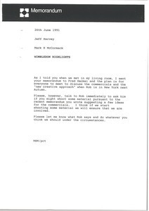 Memorandum from Mark H. McCormack to Jeff Harvey