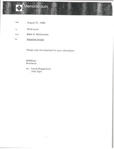 Memorandum from Mark H. McCormack to Chris Lund