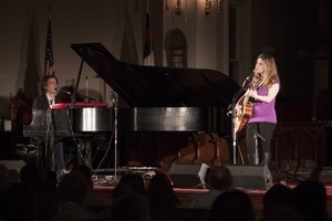 Dar Williams, performing at the First Congregational Church in Wellfleet, accompanied by Bryn Roberts on piano