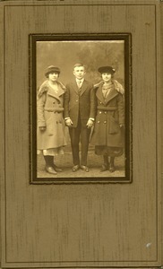 Jan Lesinski and cousins Josephine Deptula (left: of Southampton, Mass.) and Helen Deptula Keller (right: Southampton and later Westfield, Mass.): full-length studio portrait