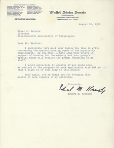 Letter from Edward M. Kennedy to Elmer C. Bartels