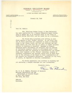 Letter from General Education Board to W. E. B. Du Bois