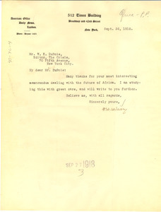 Letter from Phillip Whitwell Wilson to W. E. B. Du Bois
